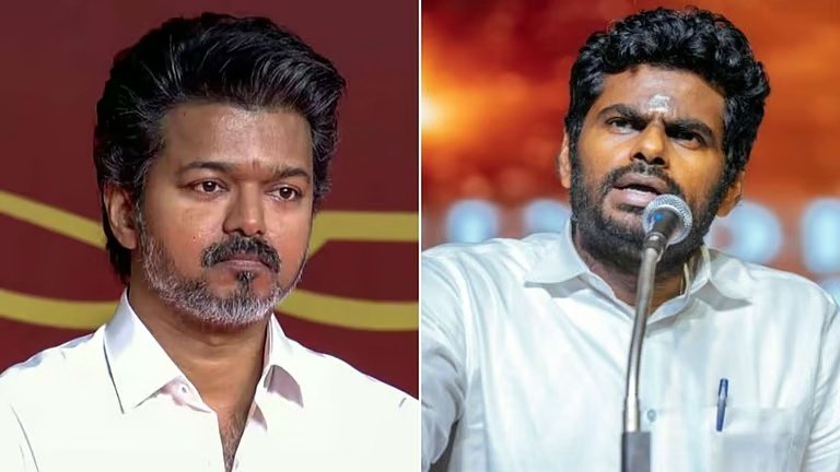 കെ അണ്ണാമലൈ ചെന്നൈയിൽ മാധ്യമങ്ങളോട് സംസാരിക്കുന്നു