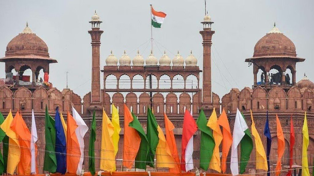Delhi Police security check near Red Fort for Independence Day