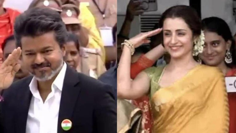 Trisha and Vijay's parents seated in the front row during Independence Day celebrations in Chennai.