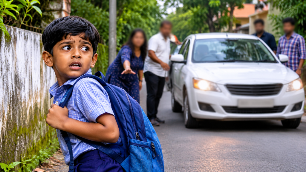 white car targets schoolboy!